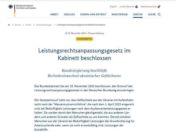 Beschluss zum Leistungsrechtsanpassungsgesetz